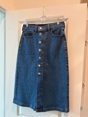 Banana Republic Dark Blue Button-Front Denim Skirt